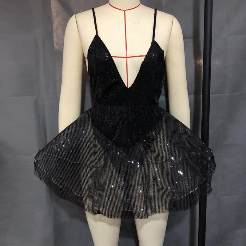 Dam Asymmetrisk Ballklänning Spandex med Paljetter-5