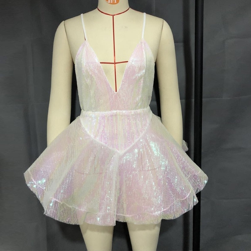 Dam Asymmetrisk Ballklänning Spandex med Paljetter-4