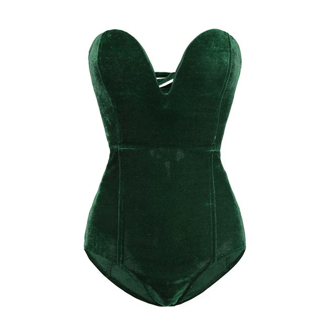 Variant image for Dam Klänning Romper Sammet Elegant Monokrom Design-5