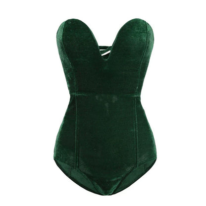 Variant image for Dam Klänning Romper Sammet Elegant Monokrom Design-5
