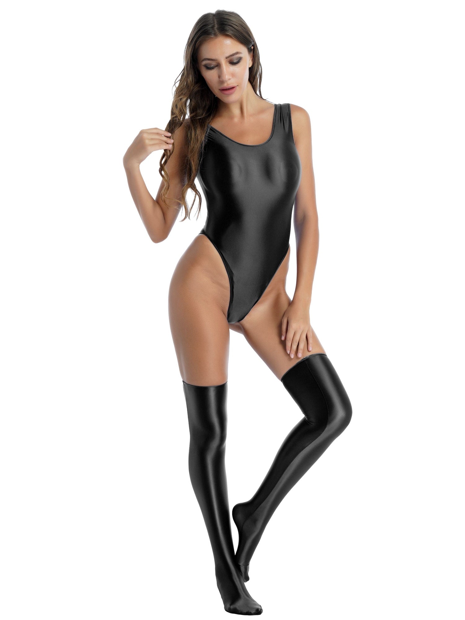 Dam Kropp Ärmlös Enkel Silhuett Spandex-2
