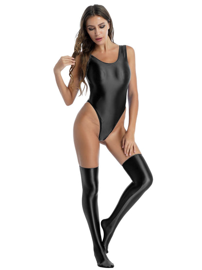 Dam Kropp Ärmlös Enkel Silhuett Spandex-2