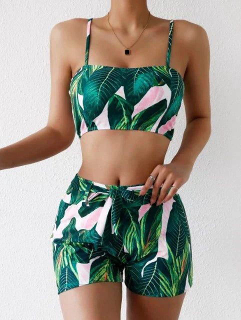 Bikini Dam Blommigt Tryck Lätt Material-3