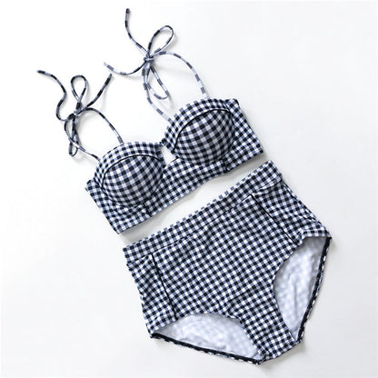 Dam Bikini Högskuren Polyester-Spandex Elegant Badkläder-3
