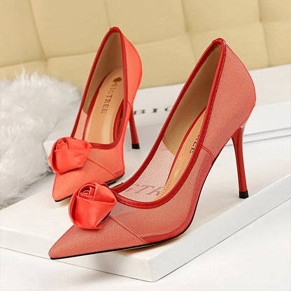 Dam Stilettpumps Spetsig Tå Mesh-5