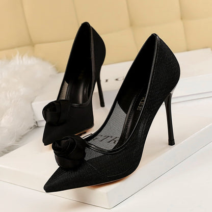 Dam Stilettpumps Spetsig Tå Mesh-6