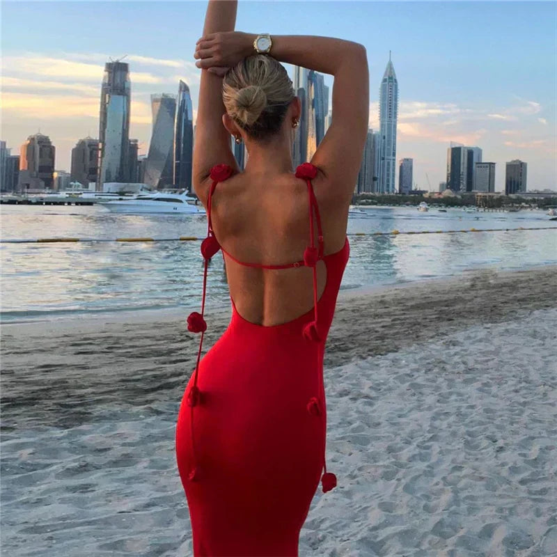 Kvinnors Aftonklänning Sjöjungfru Blommiga Remmar Polyester Elegant-3