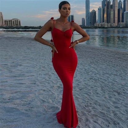 Kvinnors Aftonklänning Sjöjungfru Blommiga Remmar Polyester Elegant-1