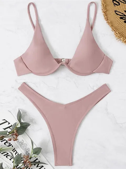 Dam Bikini Set Push-Up BH Tanga Polyester-5