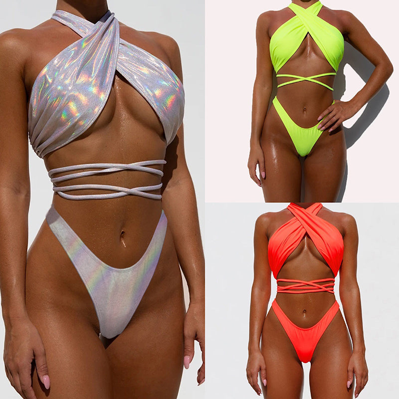 Dam Bikini Set Djurmönster Polyester Spandex-6
