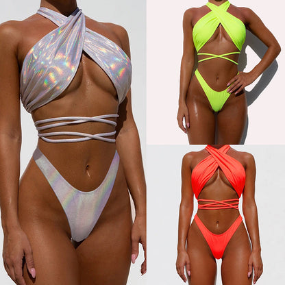 Dam Bikini Set Djurmönster Polyester Spandex-6