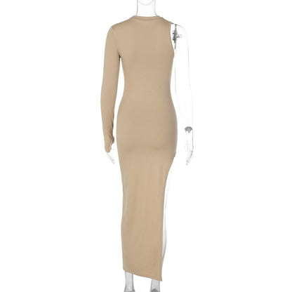 Maxiklänning Dam Asymmetrisk Axelfri Polyester Spandex-6