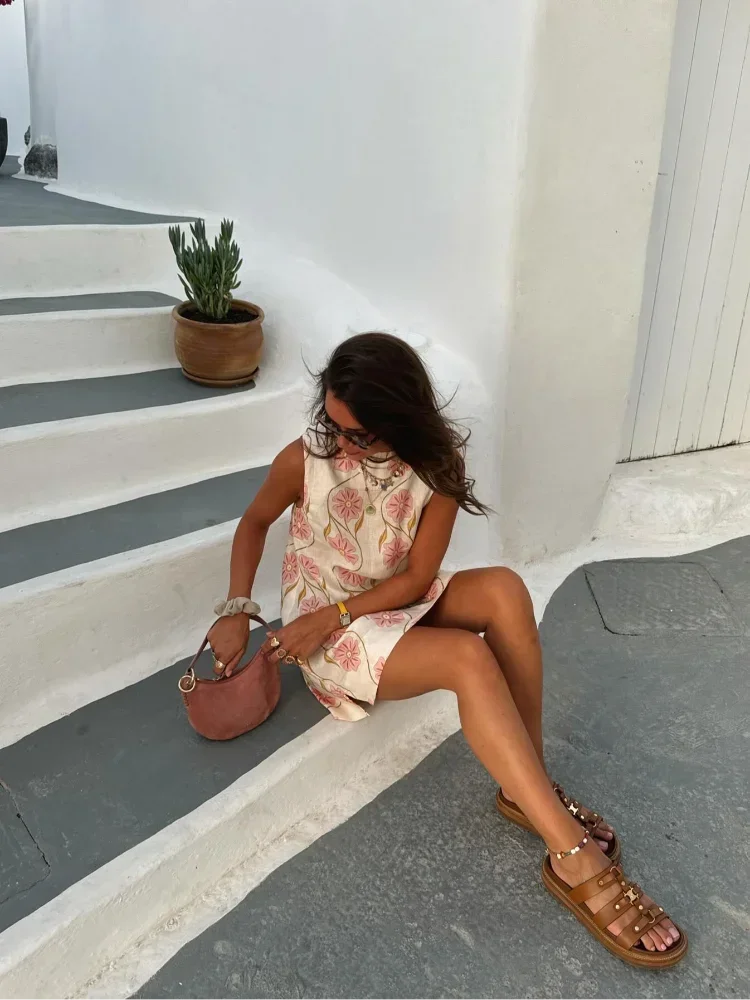 Fina Dam Klänningar Luftig Midjefasong Blandning av Bomull och Polyester-3