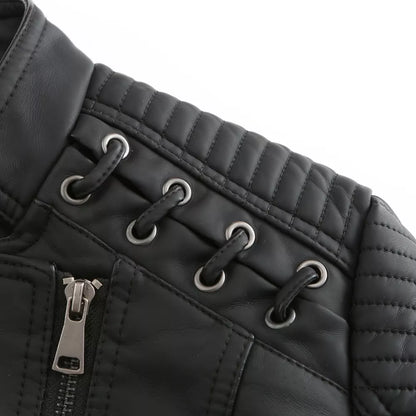 Dam Skinnjacka Slim Fit Syntetiskt Läder-5