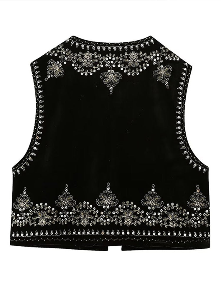 Kvinnors Broderad Väst Unik Design Polyester 4