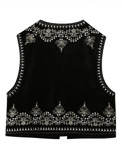 Kvinnors Broderad Väst Unik Design Polyester 4