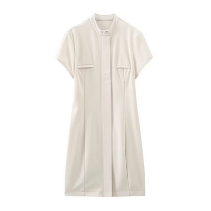 Dam Miniklänning Smal Passform Rund Halsringning 100% Bomull-1