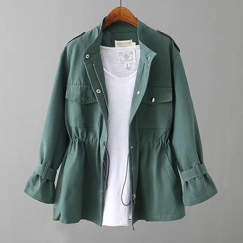 Kvinnors Jacka Justerbar Midja Polyester Minimalistisk-3