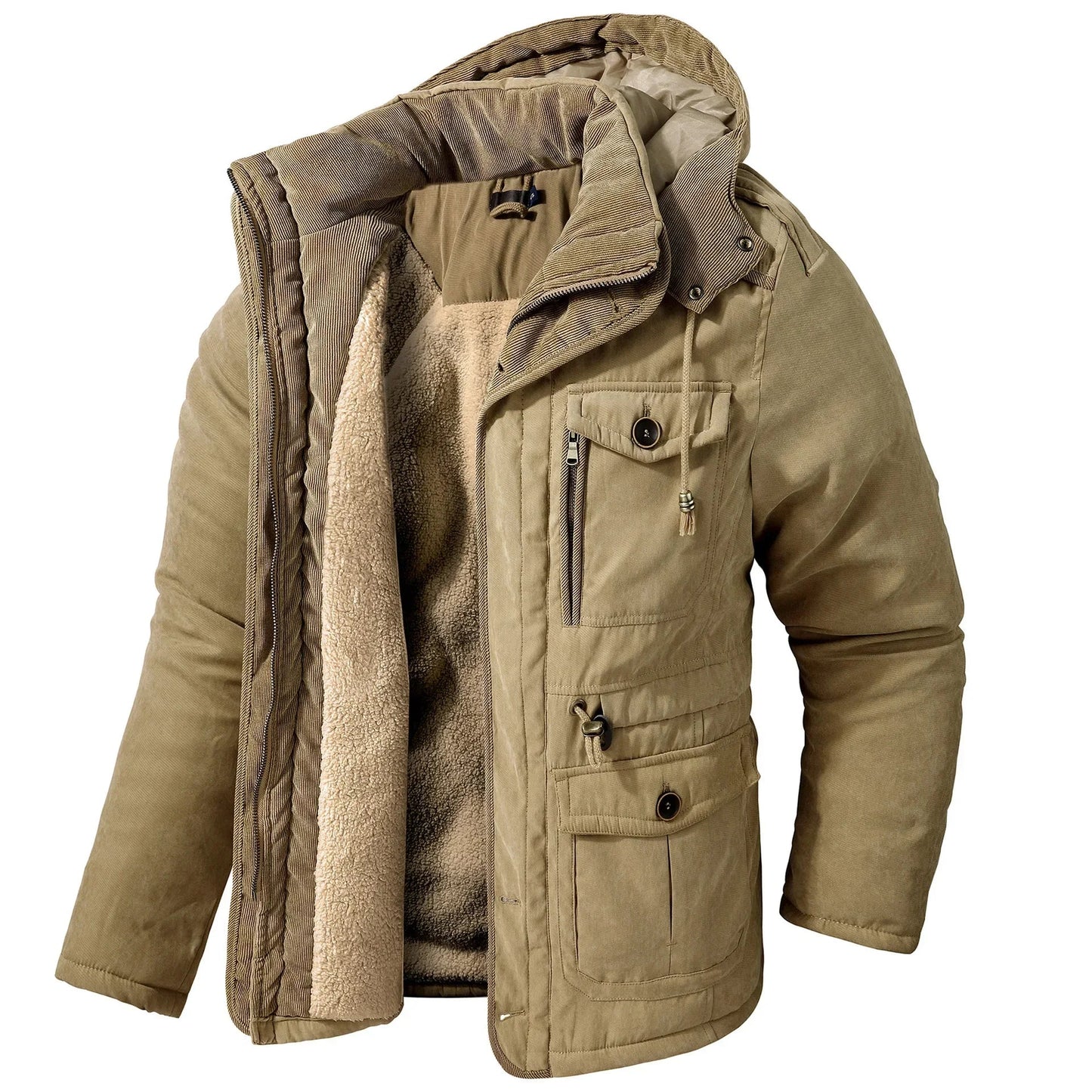 Dam Vinterparka Militärstil Sherpa Foder-3