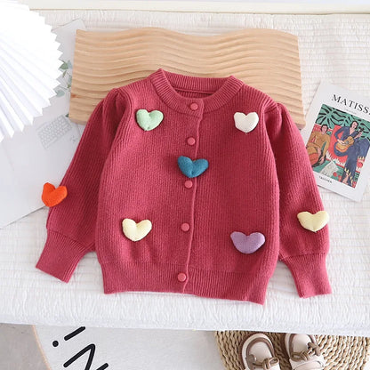 Flickors Kofta 3D Hjärta Mjuk Fiber-4