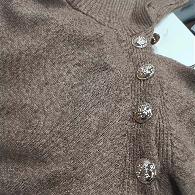 Kvinnors Midi Klänning Turtleneck Spandex Bomull-6