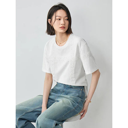 Variant image for Dam T-shirt Avslappnad Bomull Med Broderi-1