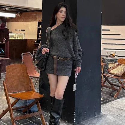 Dam Stickad Tröja med Klockhylsor Mjuk Akryl-4