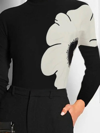 Dam Blus Blommönster Polyester Spandex-2