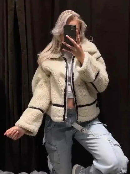 Dam Lammulljacka Avslappnad Stil 100% Lammull-5