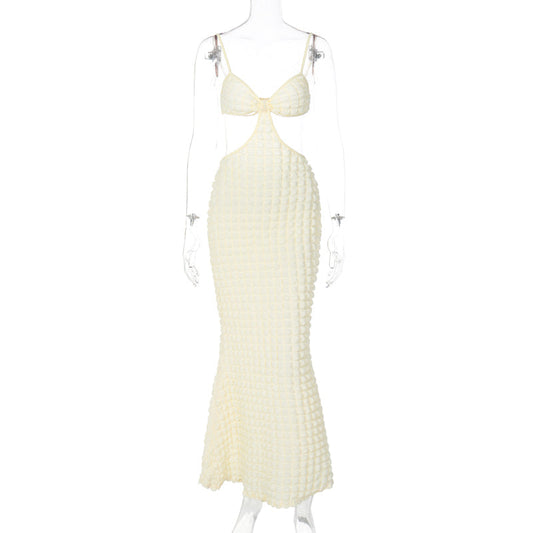 Kvinnors Långärmad Klänning Blommönster Polyester Spaghetti Bärare-1