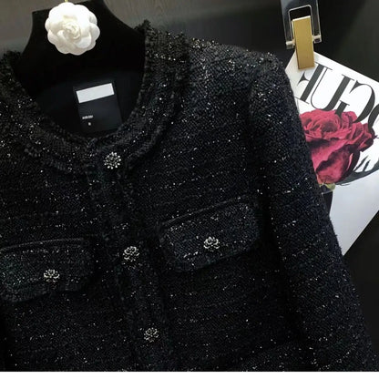 Dam Blazer Tweed Elegant Hög Kvalitet Polyester-5
