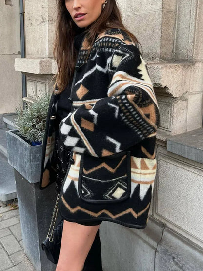 Dam Kappa Vintage Geometrisk Design i 100% Bomull 5