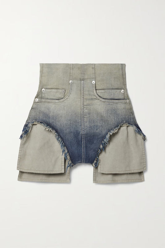 Damshorts Hög Midja Denim Bomull-1