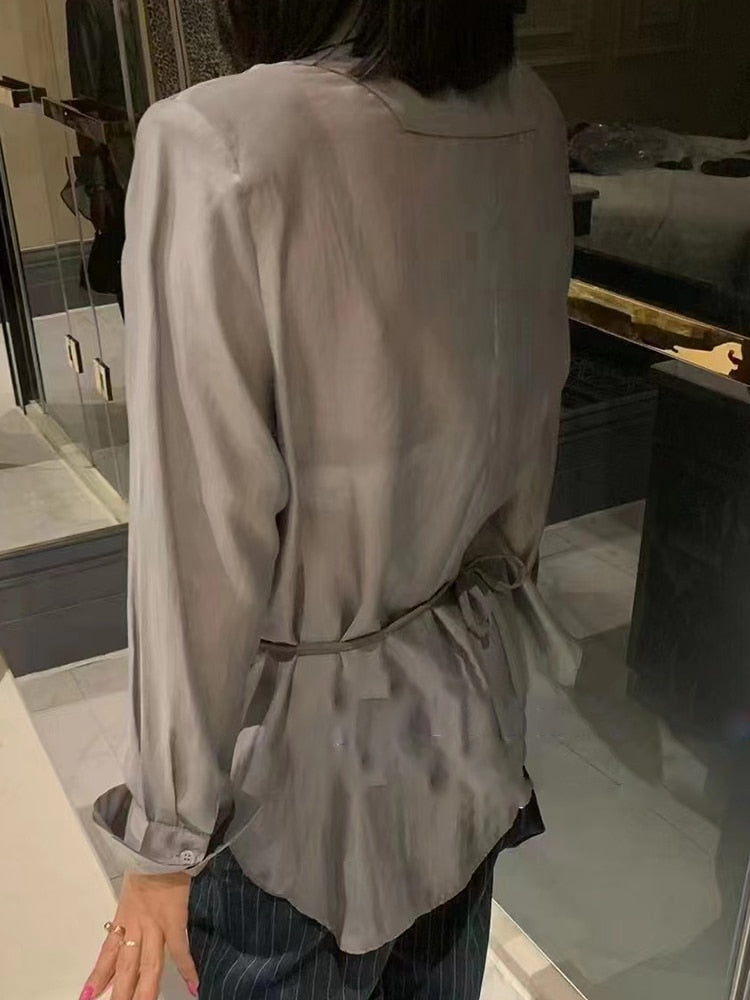 Dam Blazer Lång Ärmar Tidlös Bomull-3