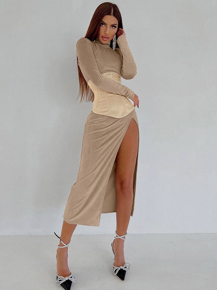 Variant image for Dam Midi Klänning i Sammet med Standardärmar och Elastisk Passform-3