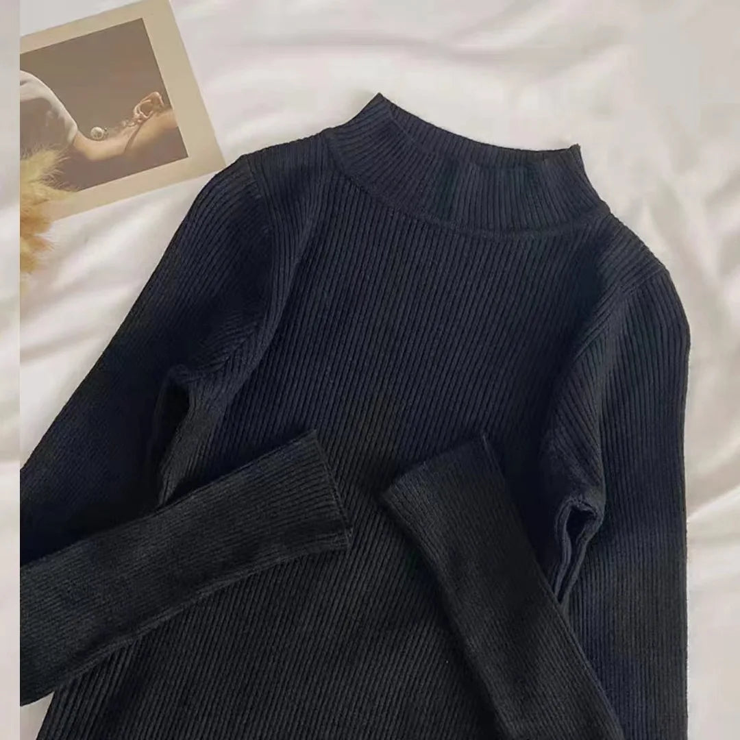 Variant image for Kvinnor Turtleneck Tröja Ribbad Mjuk Stickmix-5