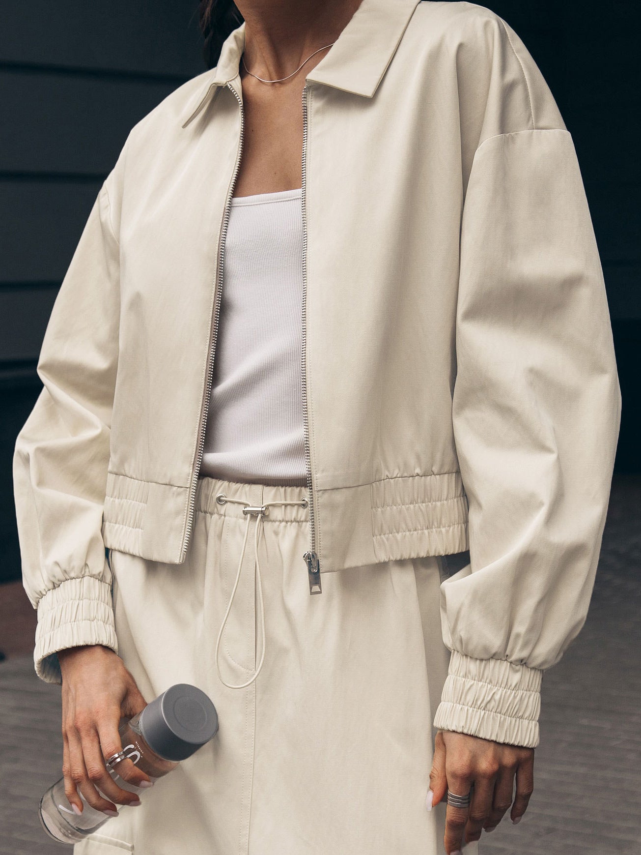 Damjacka Bomber Elegant Väderbeständig Gräddefärgad 2