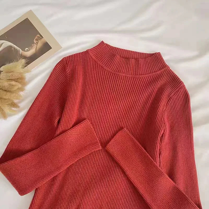 Variant image for Kvinnor Turtleneck Tröja Ribbad Mjuk Stickmix-8