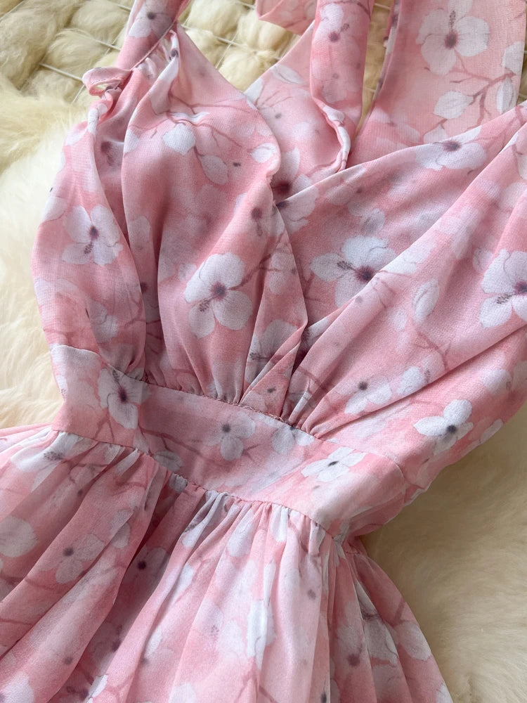 Dam Maxiklänning Asymmetrisk Chiffong med Ruffles-3