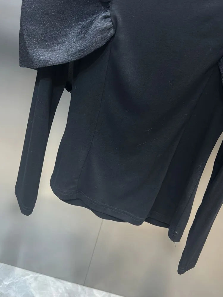 Herr T Shirt Monokrom Långärmad Blandning av Bomull och Polyester-5