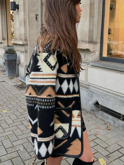 Dam Kappa Vintage Geometrisk Design i 100% Bomull 3
