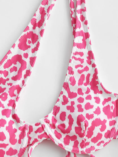 Dam Ankelklänning Leopardmönster Polyester-3