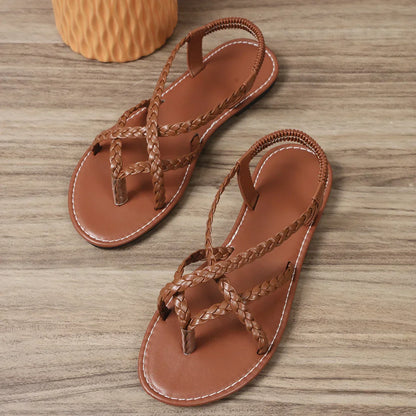 Kvinnors Platta Sandaler Öppen Tå PU-material 8
