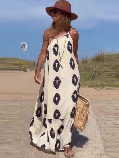 Svängklänning för Dam i Polyesterblandning med En-Axeldesign – Lätt och Andningsbar för Sommarfester 2