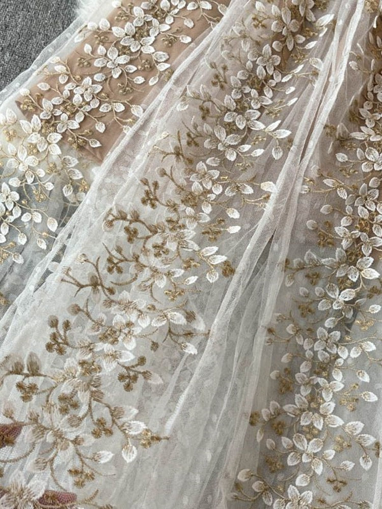 Dam Midiklänning Blommönster V-Ringning Polyester-4