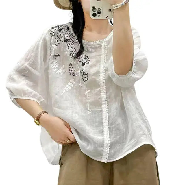 Dam Skjorta Modern Design i Högkvalitativt Material 100% Bomull-2