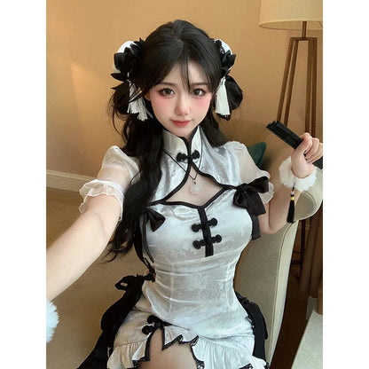 Kvinnors Miniklänning Blommig Satin Kort Ärme Mandarinkrage 5