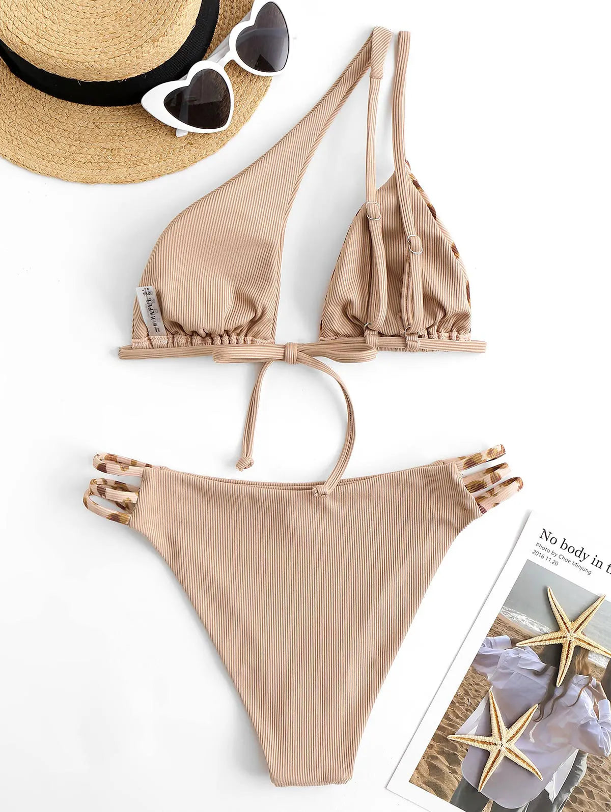 Dam Ankelklänning Leopardmönstrad Ribbad Bomull-2