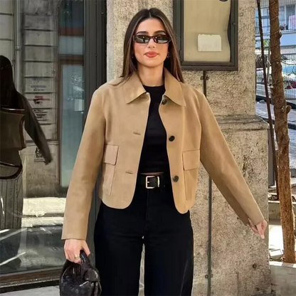 Dam Mockajacka Trendig Design i Högkvalitativ Mocka-1