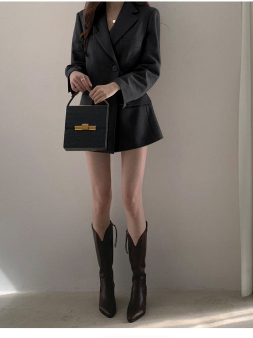 Kvinnors Blazer Klassisk Långärmad Bomull-1